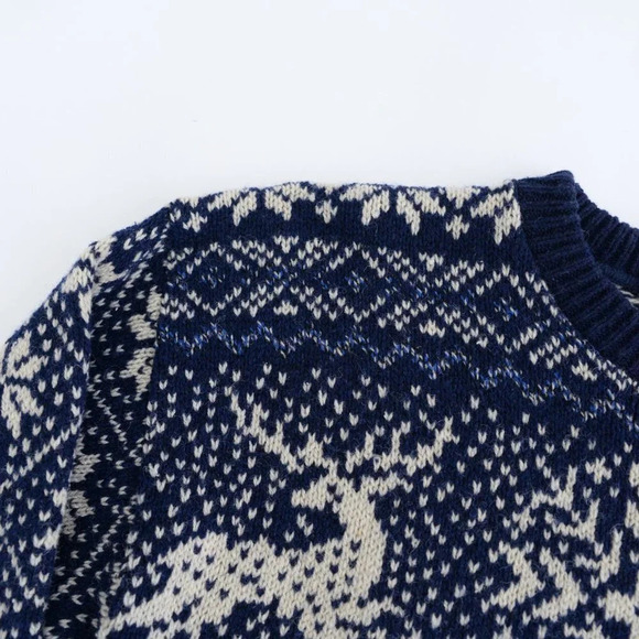 Vintage Environmental  Clothing Co Made USA 85% Wool Navy/ Cream Winter Design L - Picture 11 of 12